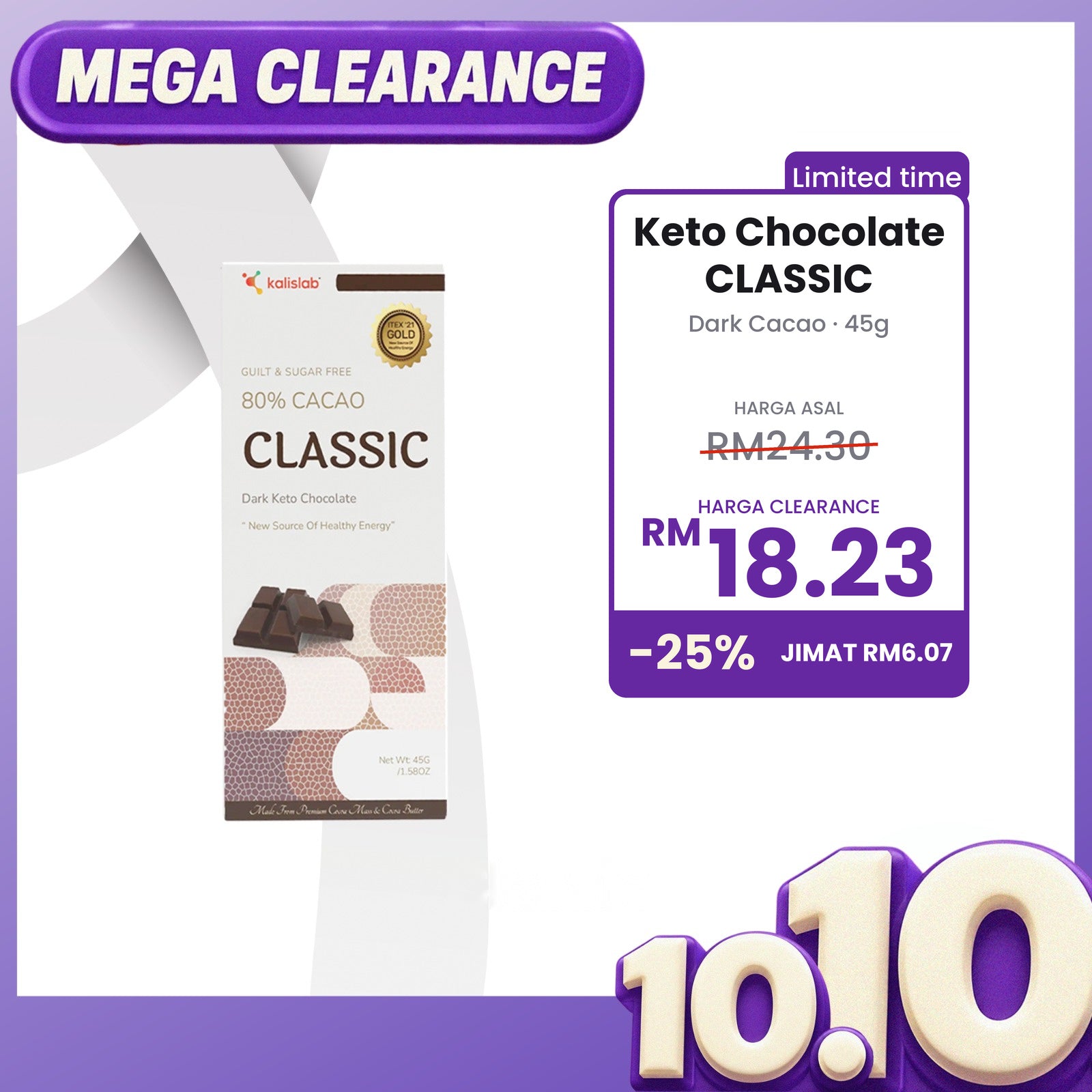 Kalislab Classic - Dark Cacao Keto Chocolate