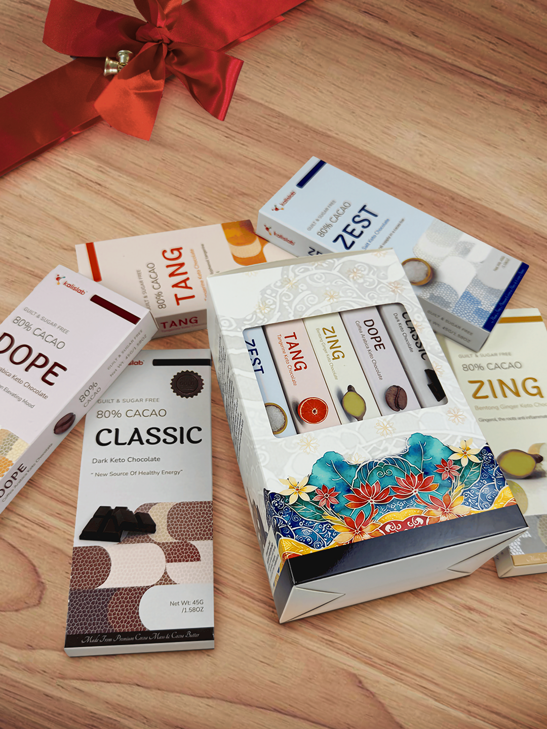 Kalislab Chocolux : Flavors of Keto Delight - Keto Chocolates Set of 5 (Classic, Zest, Tang, Dope, Zing)