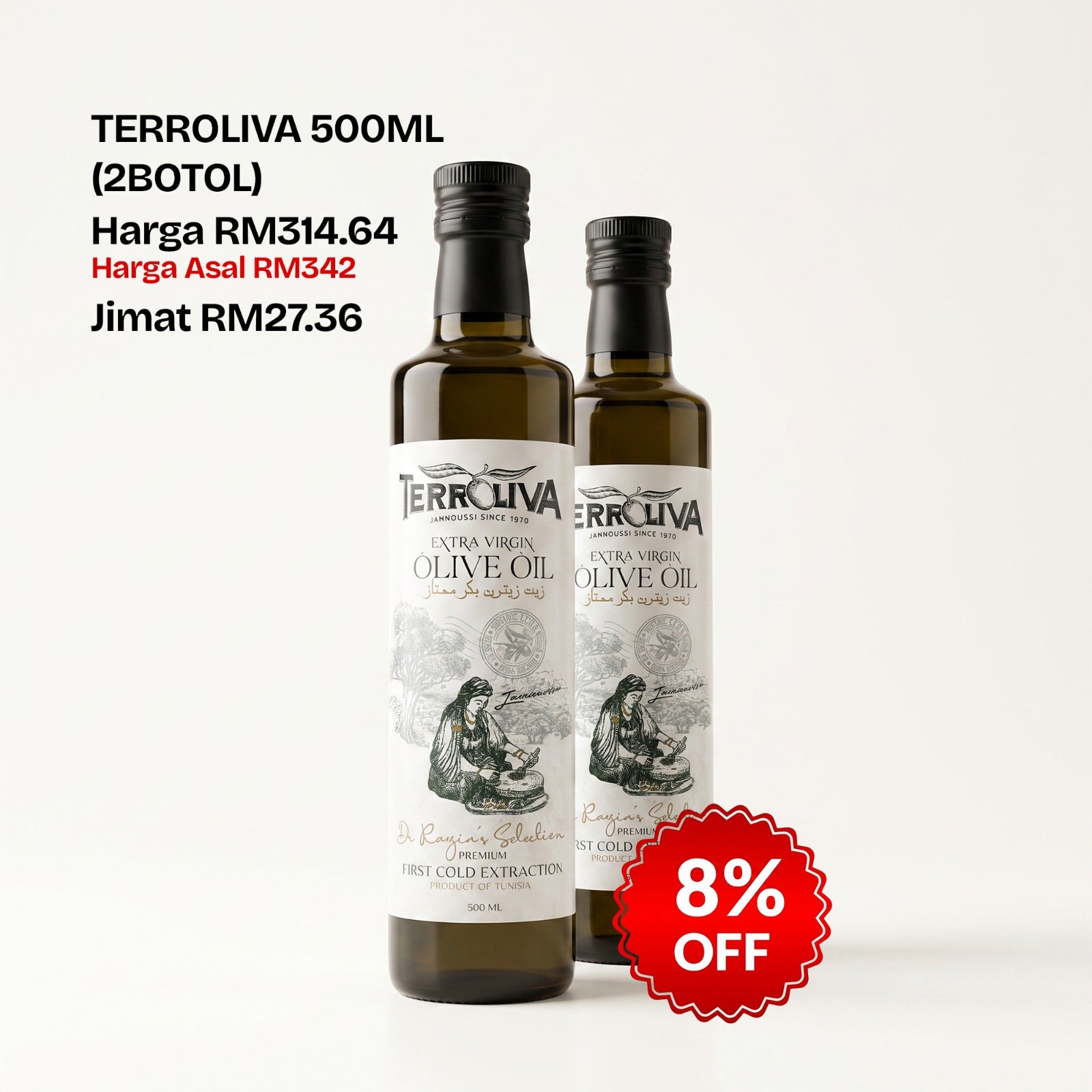 TERROLIVA DR RAZIN’S SELECTION 500ML – HIGH POLYPHENOL EXTRA VIRGIN OLIVE OIL FOR DAILY DIRECT CONSUMPTION