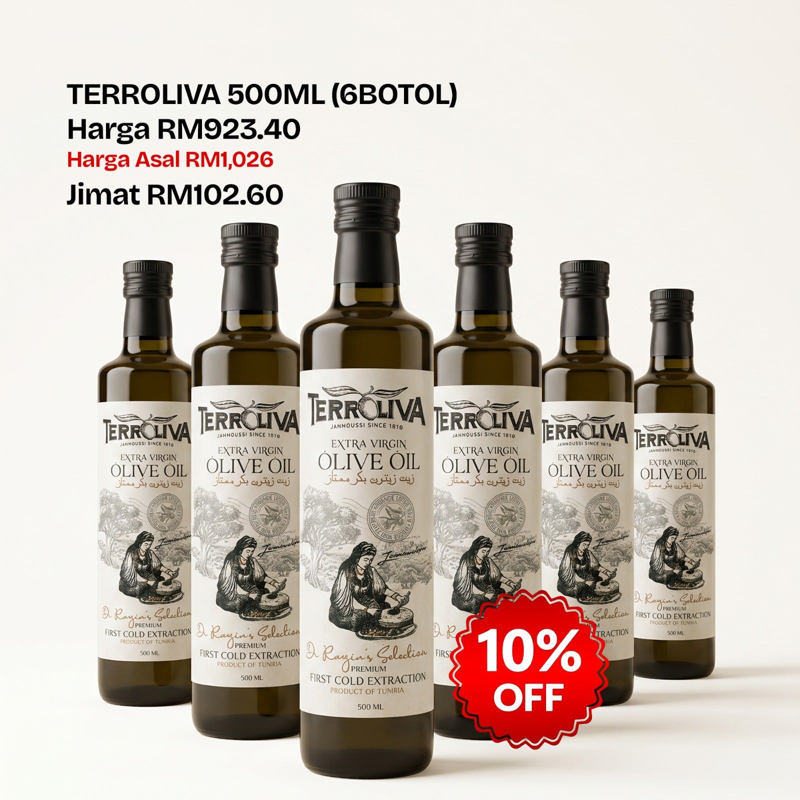 TERROLIVA DR RAZIN’S SELECTION 500ML – HIGH POLYPHENOL EXTRA VIRGIN OLIVE OIL FOR DAILY DIRECT CONSUMPTION