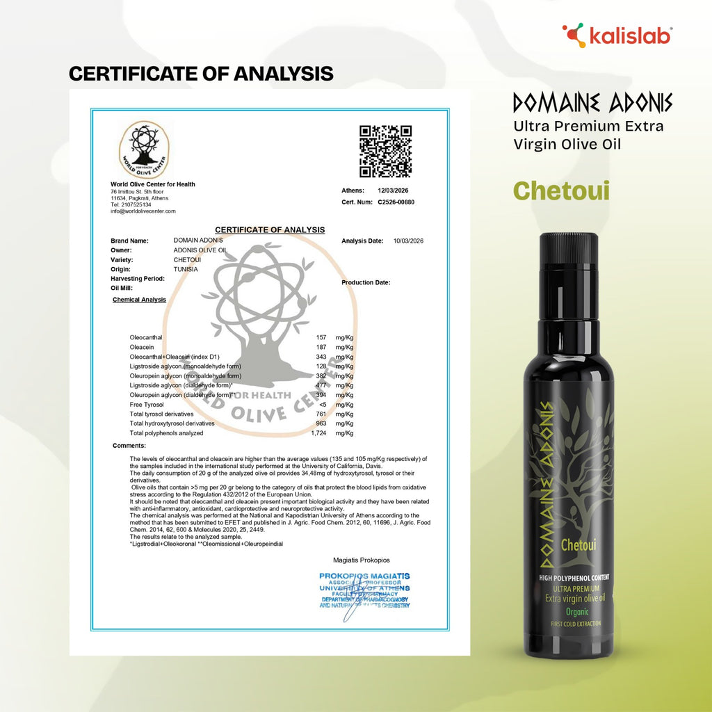 Domaine Adonis High Polyphenol Ultra Premium Organic Extra Virgin Olive Oil (250ml)