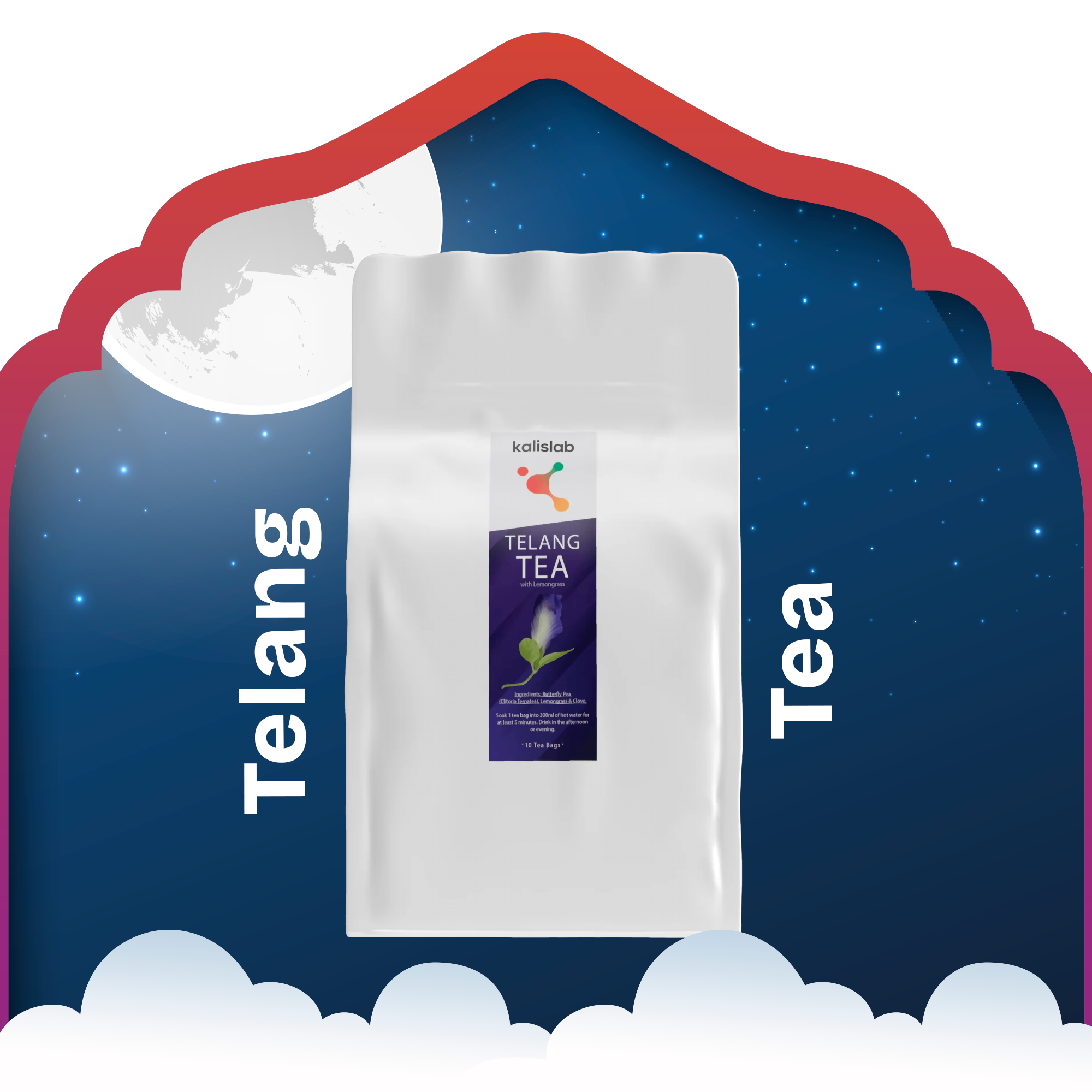 Kalislab Telang Tea with Lemongrass (10 teabags x 3g)